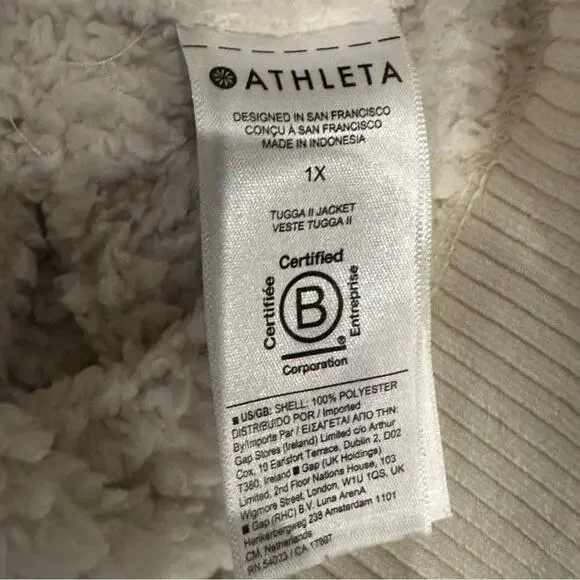 Athleta Cream Tugga Sherpa Jacket Sz 1X - Picture 7 of 10